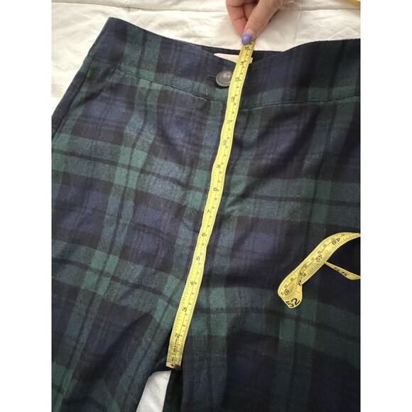 NWT Sezane Navy Green Tartan Plaid Damon Wool Trousers Wide Leg Size 38 US 6 - Picture 6 of 9